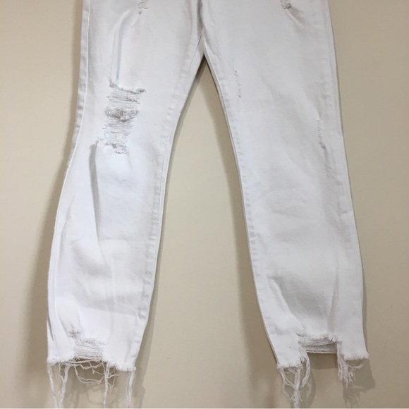 L.T.J. Letter To Juliet High Rise White Romeo Distressed Straight Raw Hem Jeans - Picture 4 of 16